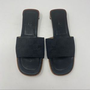 Vintage Gucci Square Toe Wood Block Heel Sandals 7